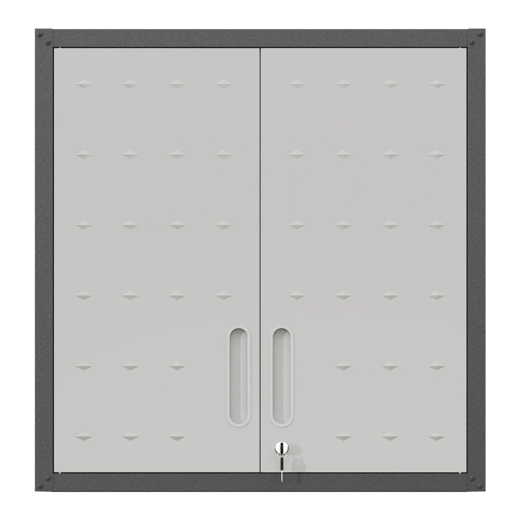 Metal Wall Mounted Tool Storage Cabinet with 2 Locking Doors and Adjustable Shelf - Gray or Black