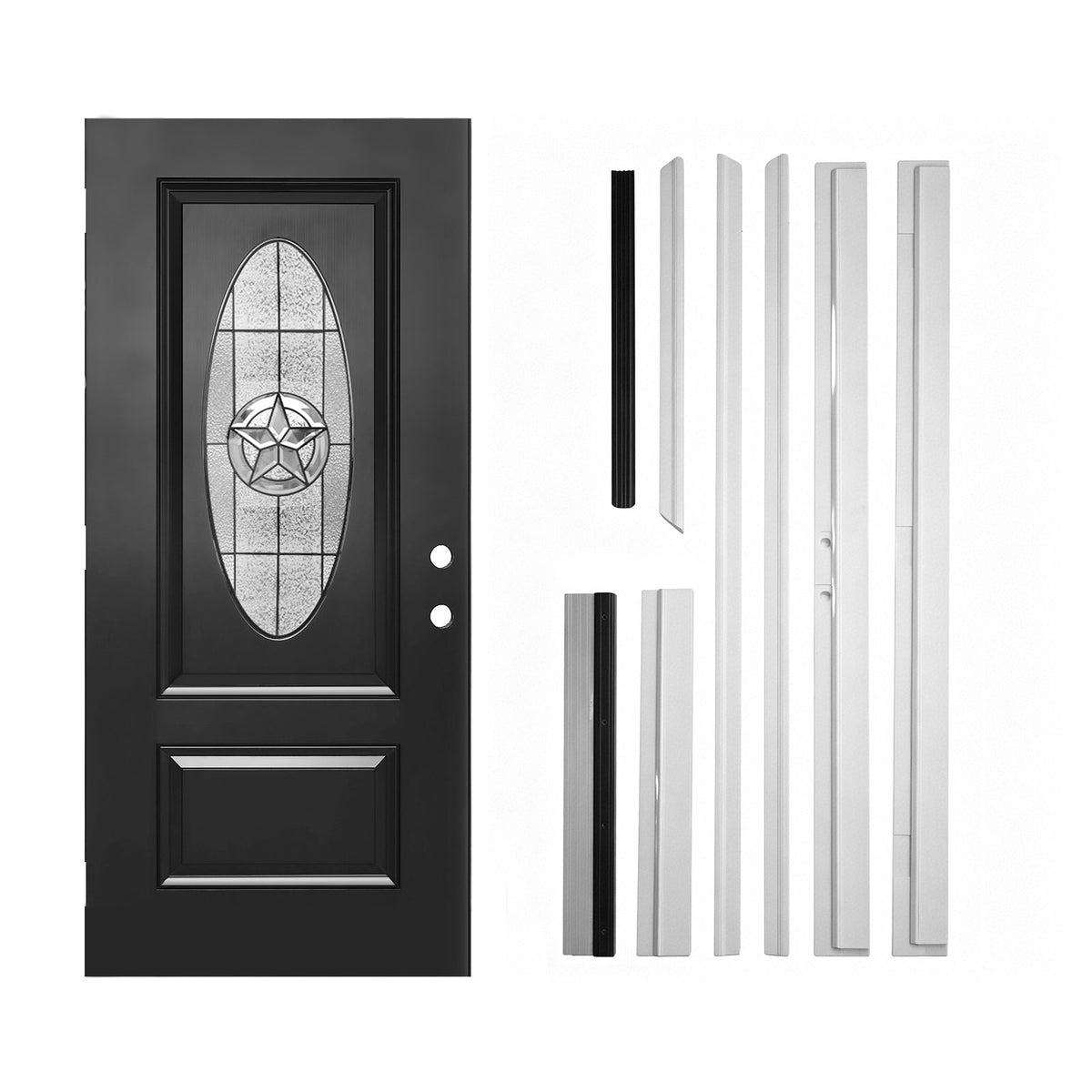 36"x80" Fiberglass Front Door with Durable Construction - Black