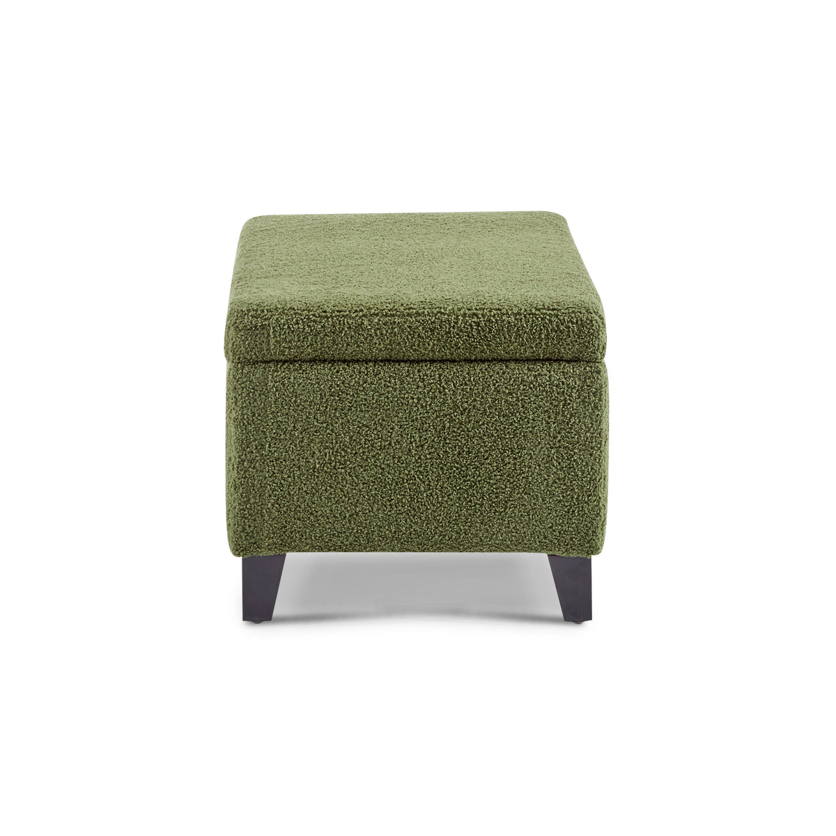 Storage Ottoman with Flip-Top Lid, Easy Assembly, Boucle Fabric & Rubber Wood Legs