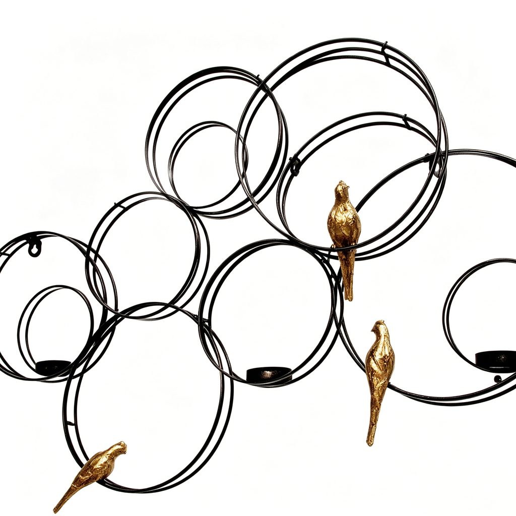 Banyan Birds Wall Accent with Metal Construction - Black and Gold