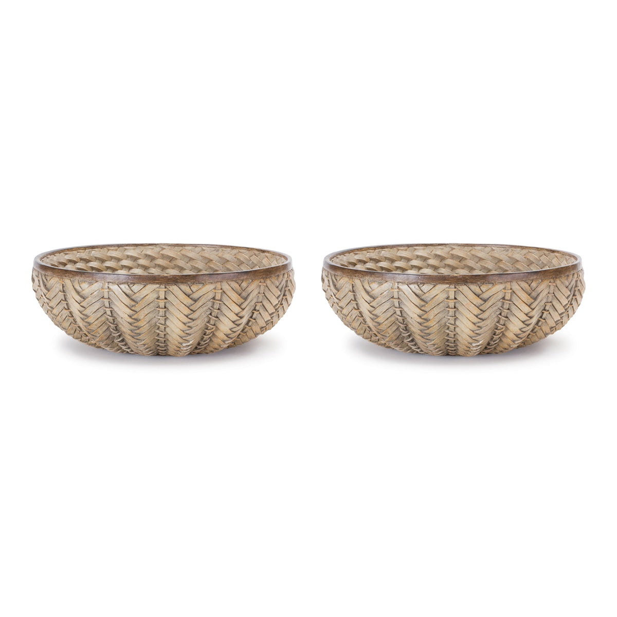 Decorative Wicker Design Bowl (Set of 2)