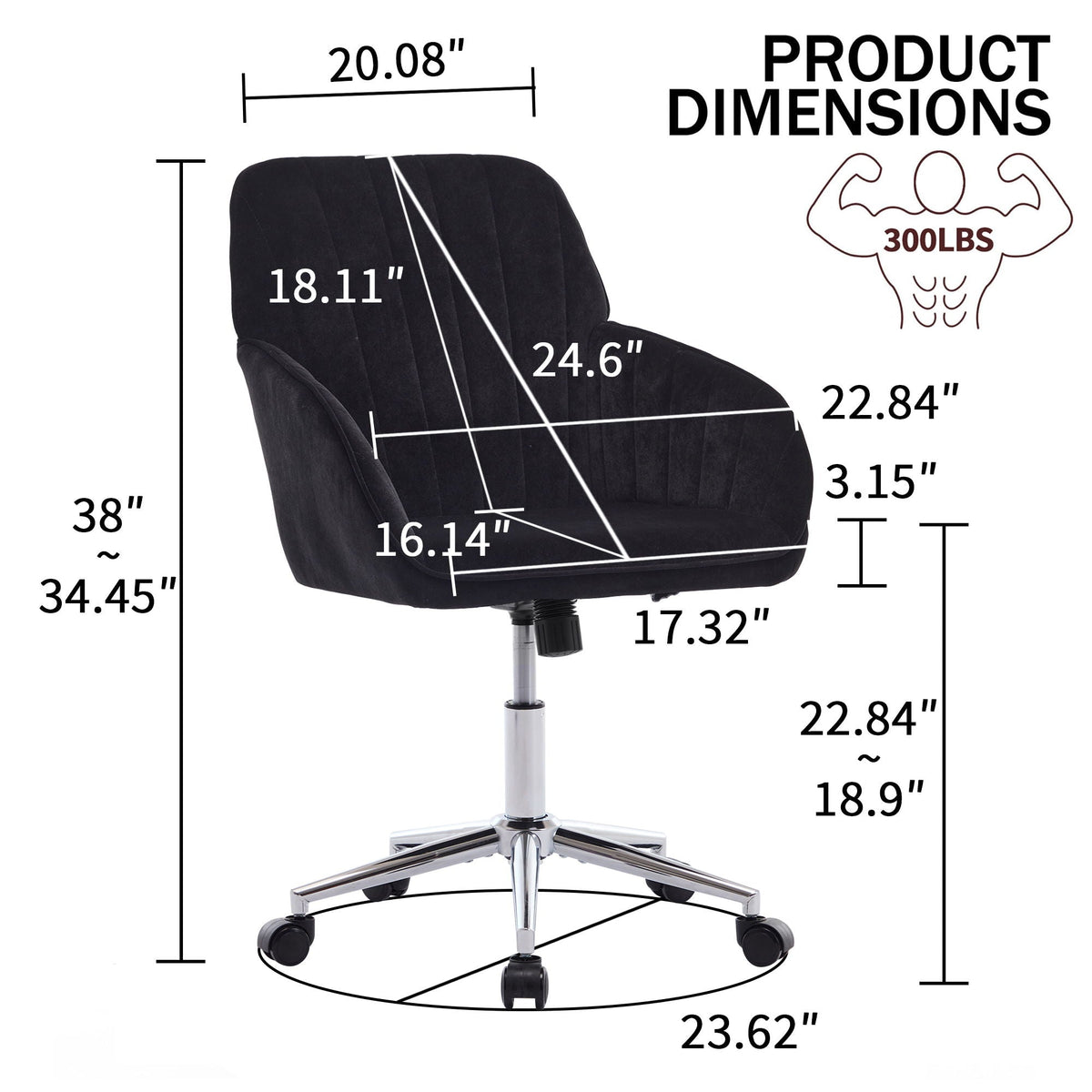 Adjustable Ergonomic Office Chair with Swivel Backrest Seat - Multiple Colors