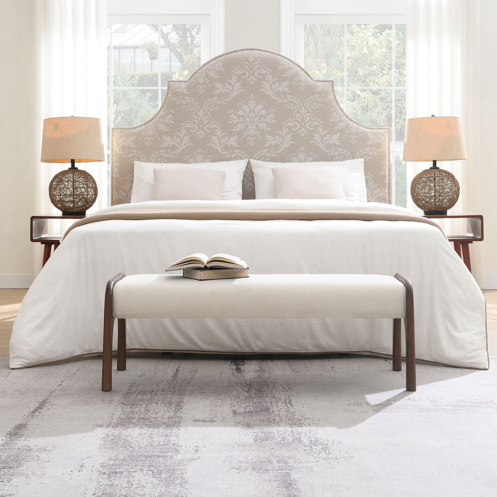 Modern Upholstered Long Bench with Plush Cushion - Beige or Dark Green