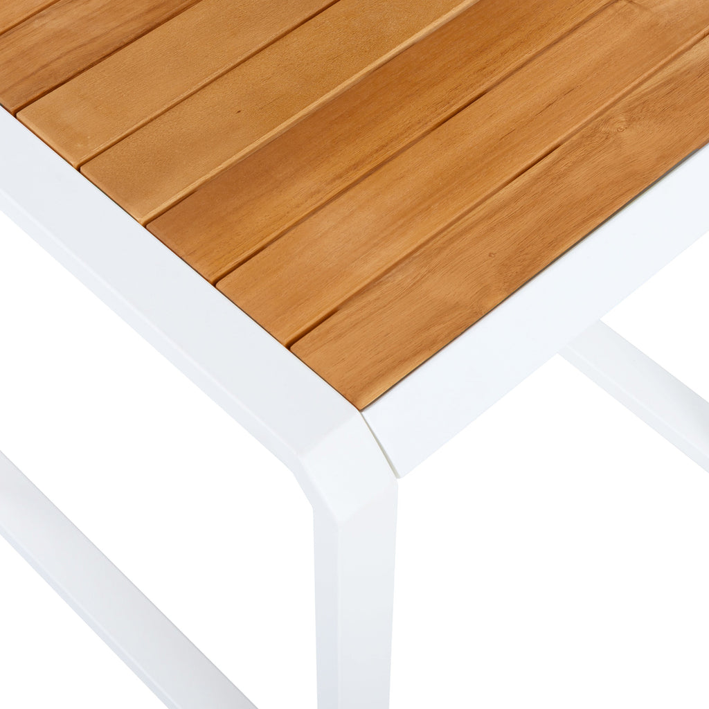 Outdoor Side Table with Teak Wood Top – Acacia & Iron Frame