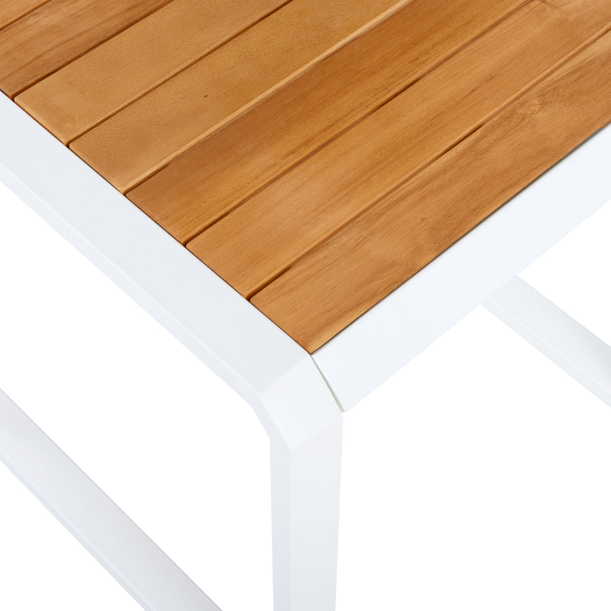 Outdoor Side Table with Teak Wood Top – Acacia & Iron Frame