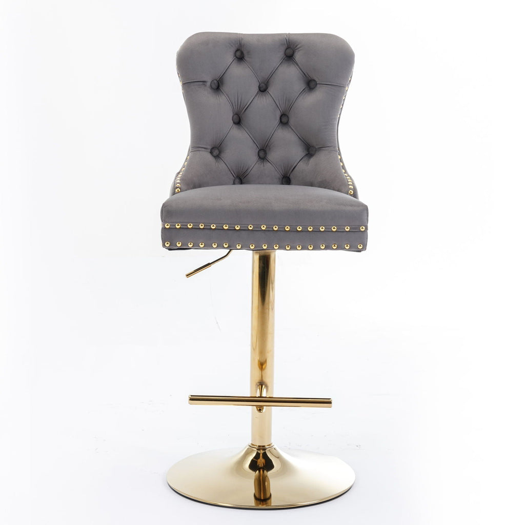 Modern Upholstered Swivel Barstools with Adjustable Height - Set of 2