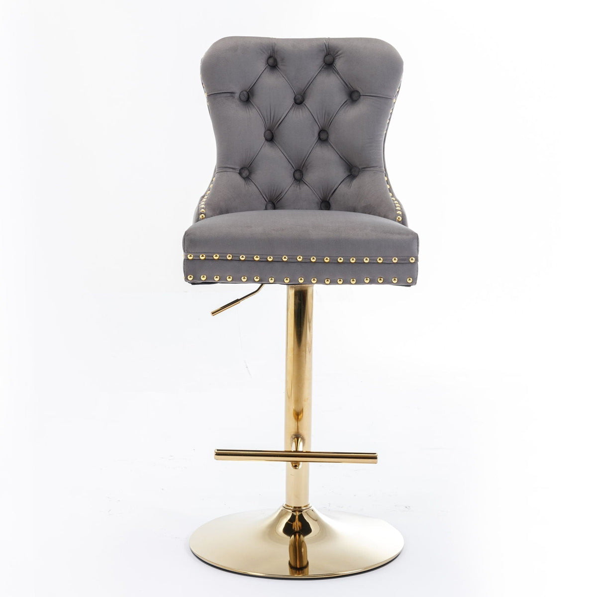 Modern Upholstered Swivel Barstools with Adjustable Height - Set of 2