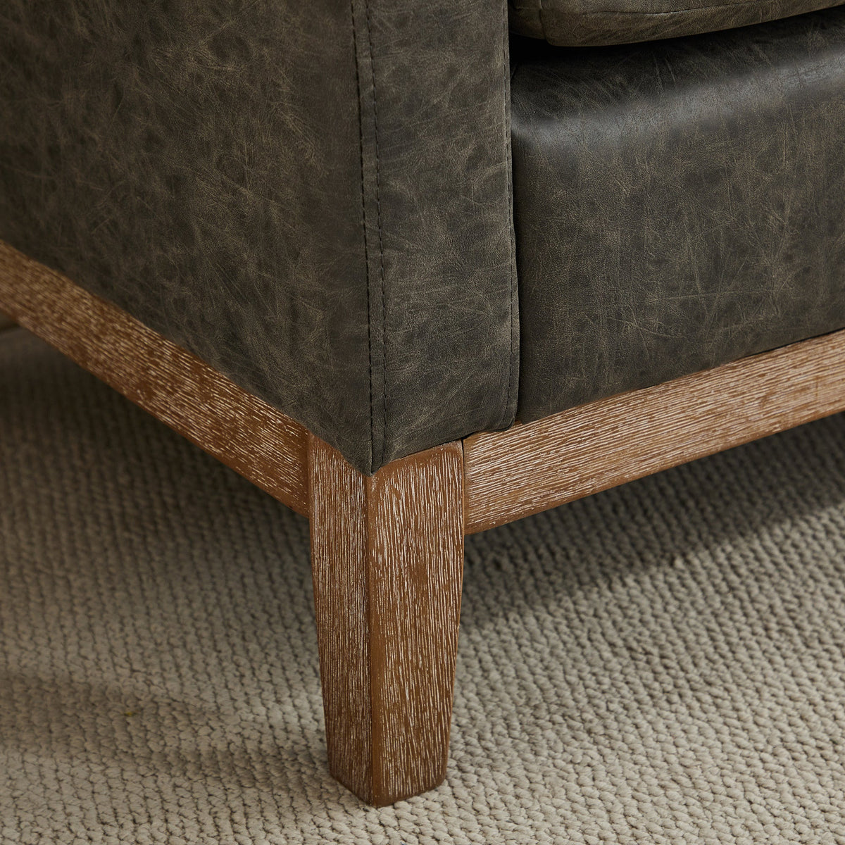 65.5"W Upholstered End of Bed Bench with Weathered Finish