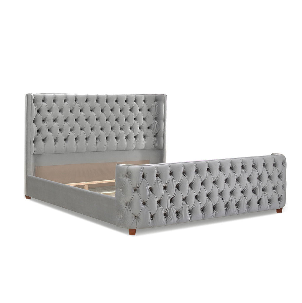 Tufted Panel Bed with Wingback Headboard and Footboard - Multiple Colors