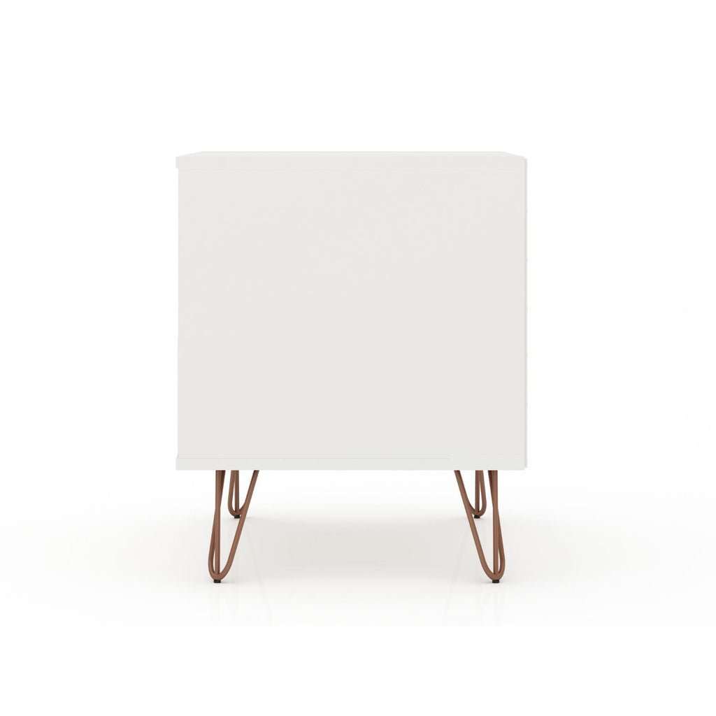 White Nightstand with 1 Drawer and Metal Legs - Rockefeller