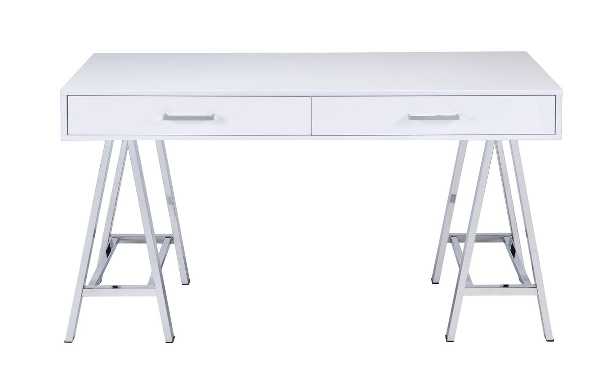 High Gloss Writing Desk with USB Ports - White or Black