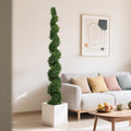 7FT Tall Artificial Cypress Pine Tree with Spiral Design - Two-Tone Green