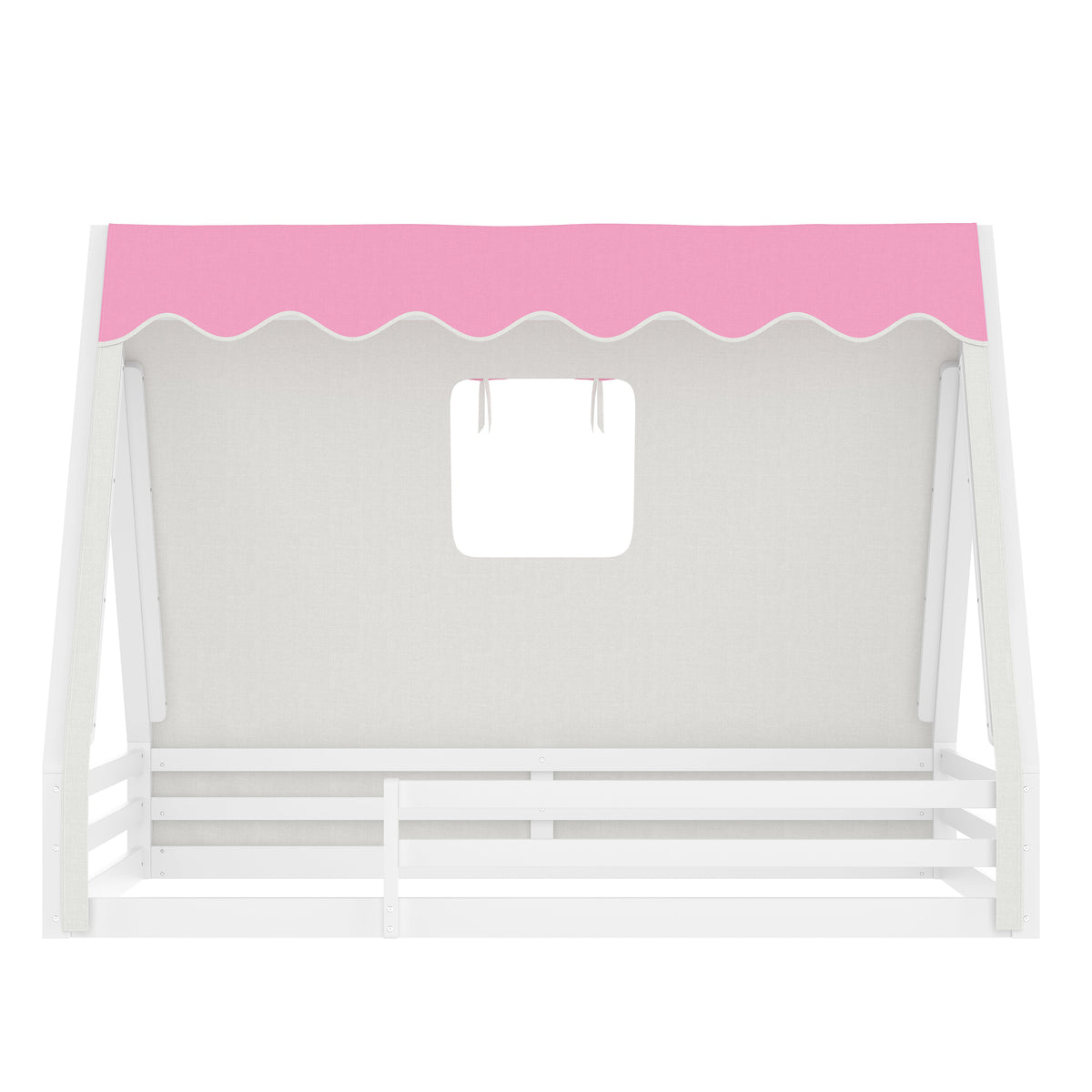 Full Size House Floor Bed with Tent and Light - Pine, MDF, and Plywood