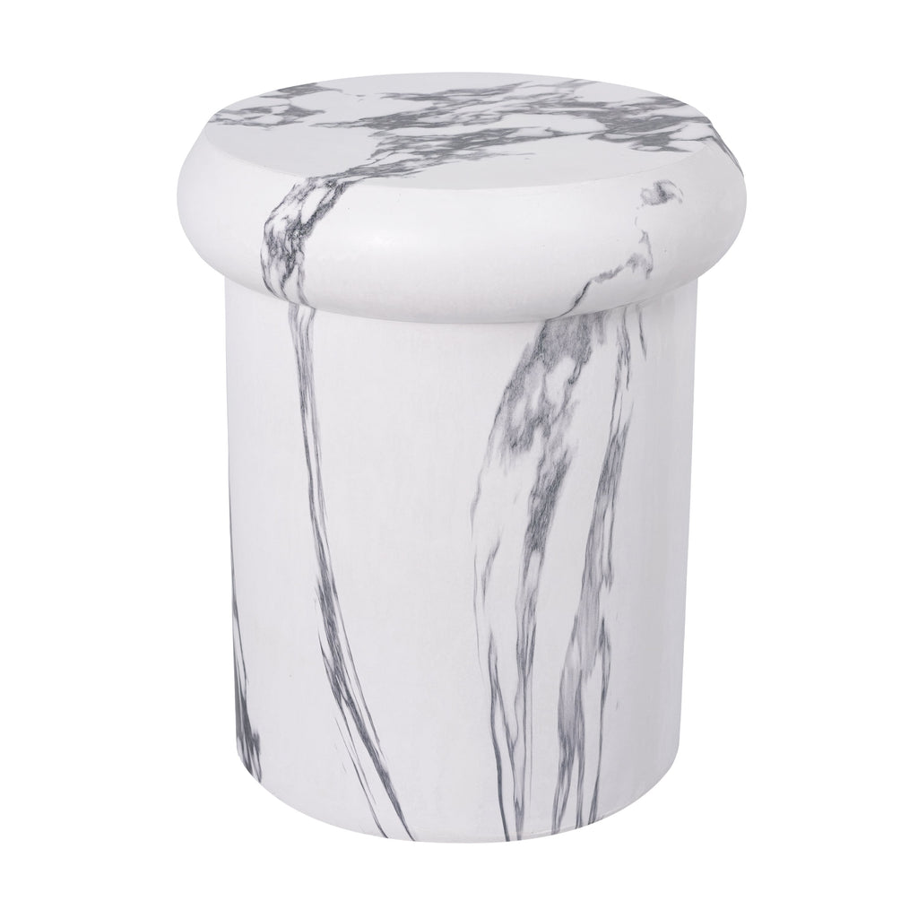 Sculptural MGO Side Table with Weather-Resistant Finish - 18.11"H