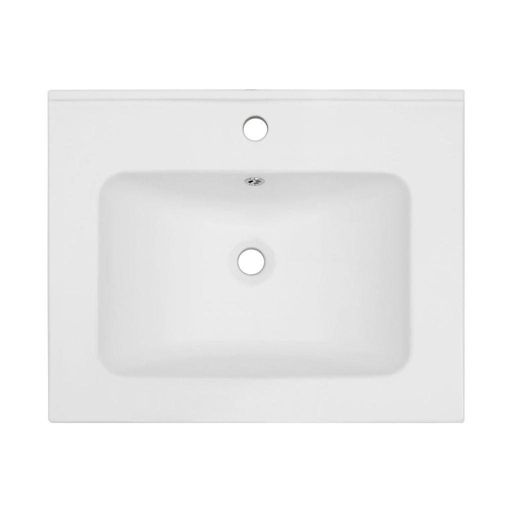 Rectangular Single Vanity Top with Overflow - White Ceramic