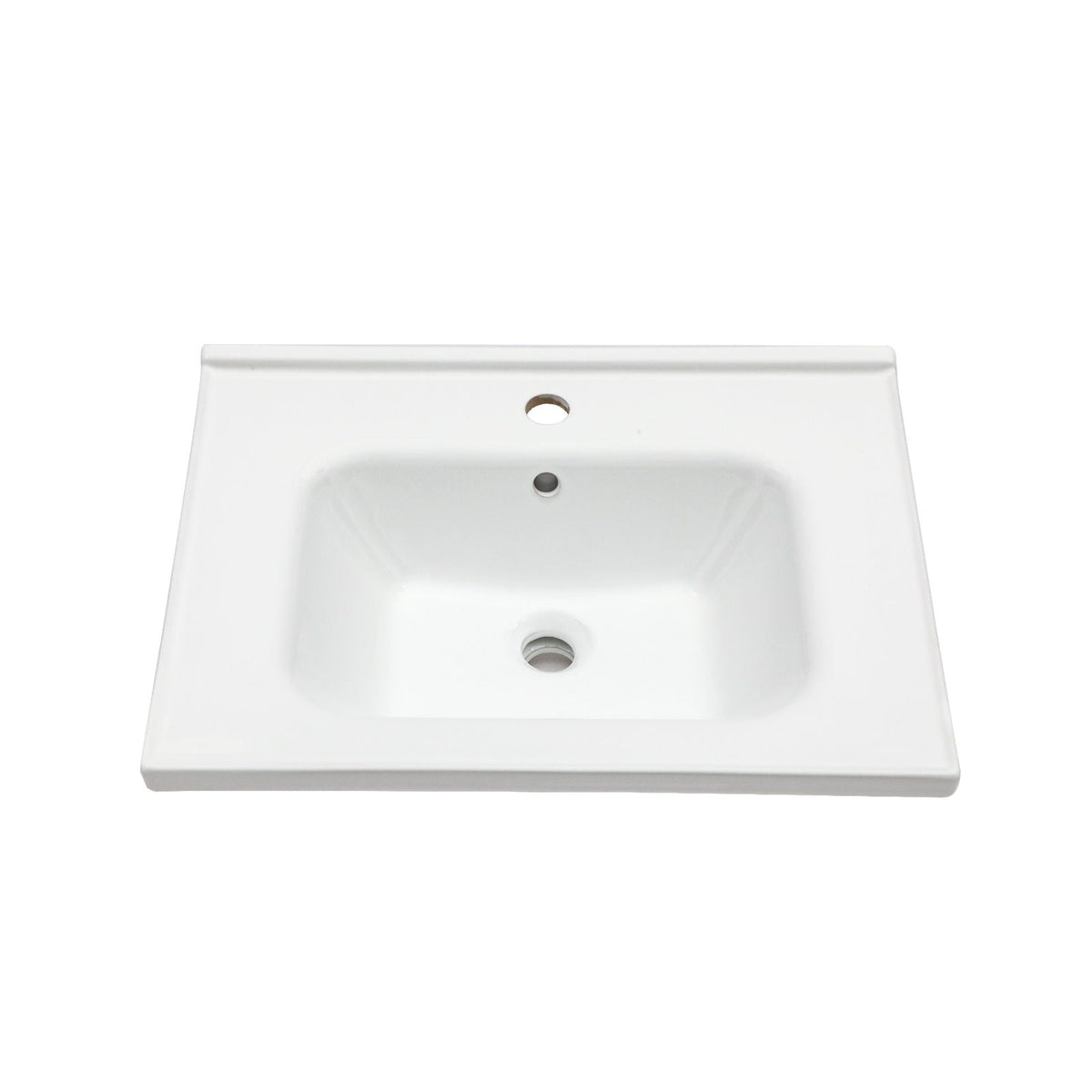 Rectangular Single Vanity Top with Overflow - White Ceramic