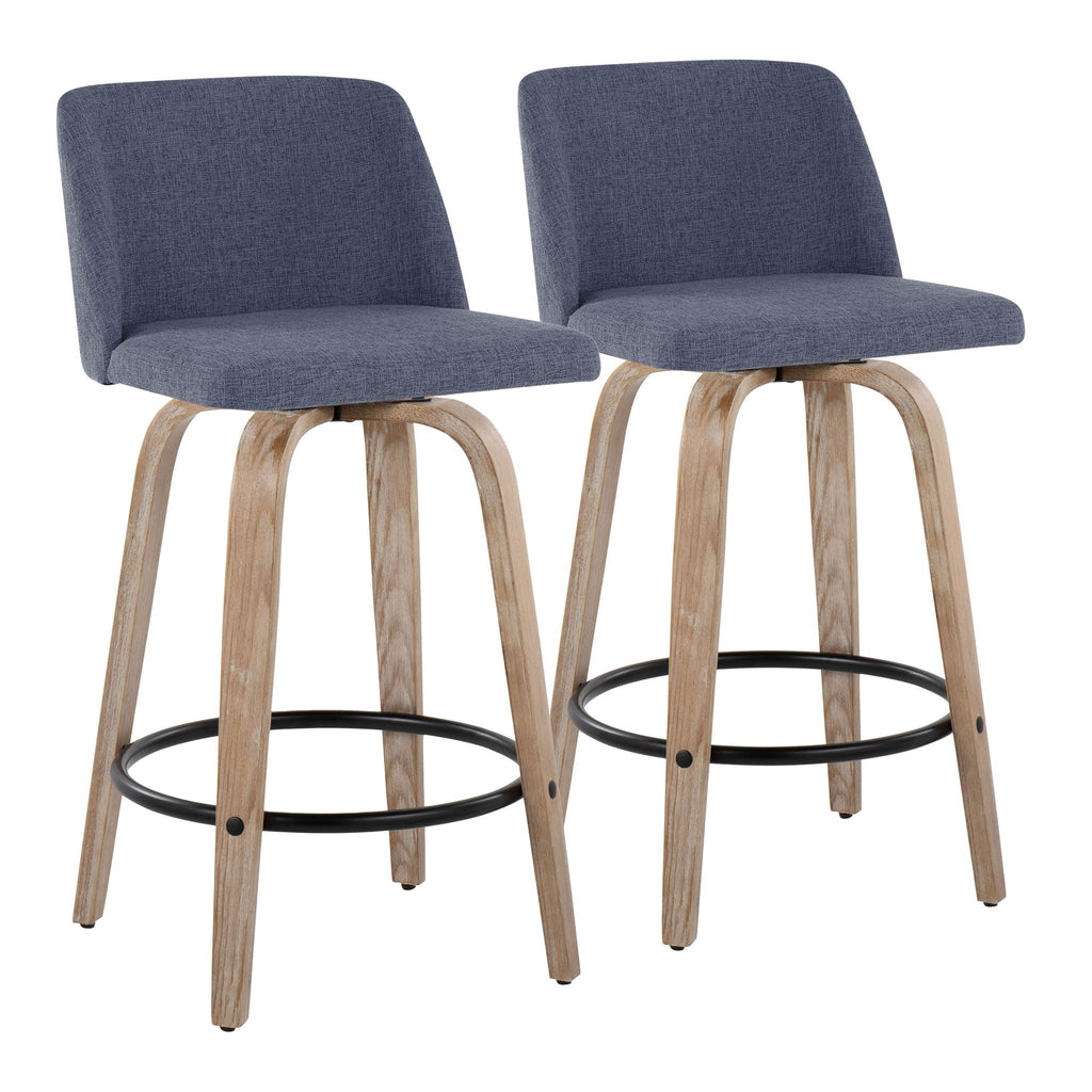 Toriano - Contemporary Fixed-Height Counter Stool & Swivel with Round Footrest (Set of 2)