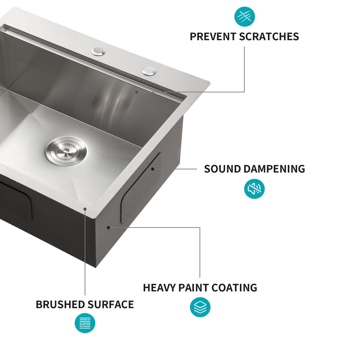 Stainless Steel Drop In Kitchen Sink with Workstation - Gray or Gold