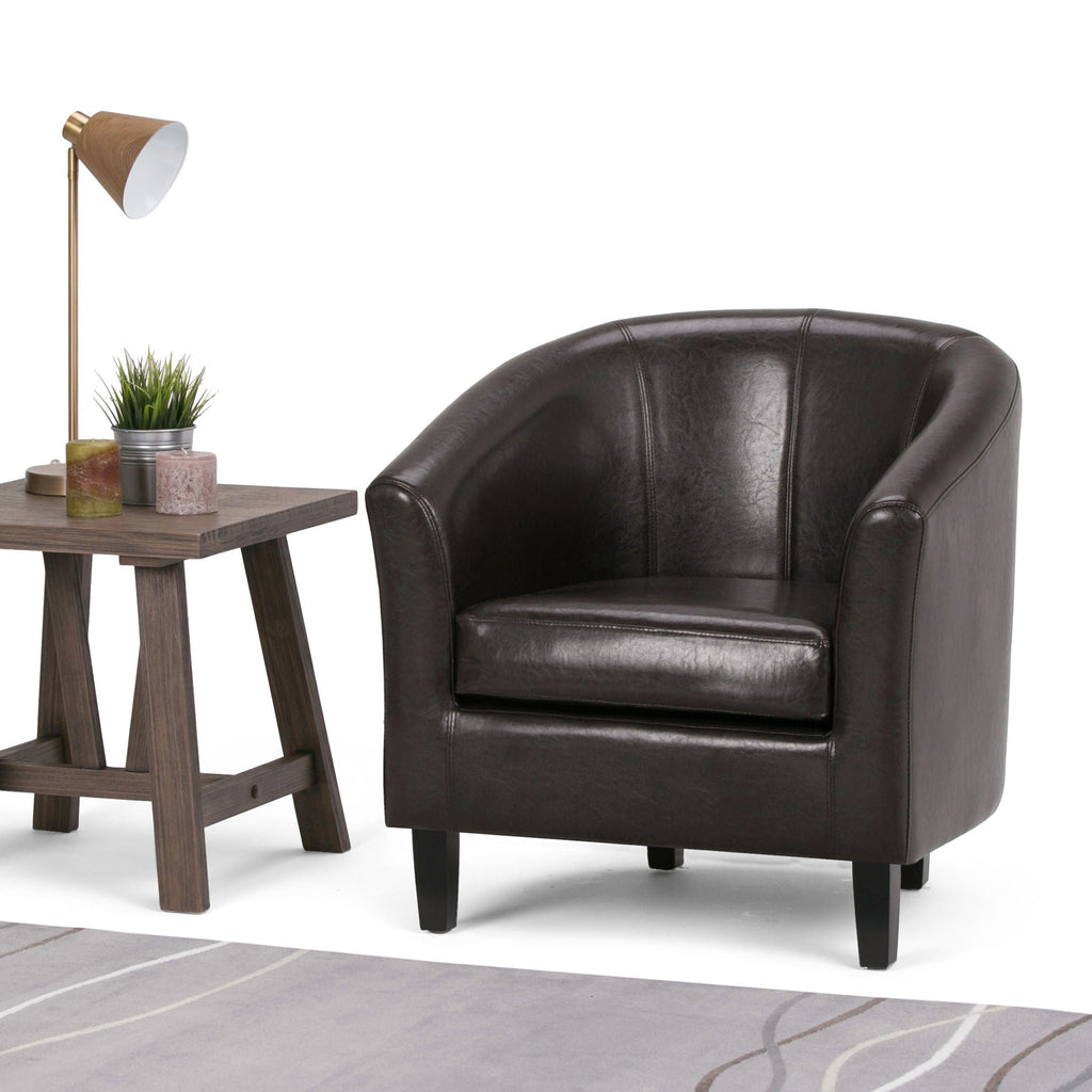 Transitional Tub Chair with Curved Back and Removable Cushion - Multiple Colors