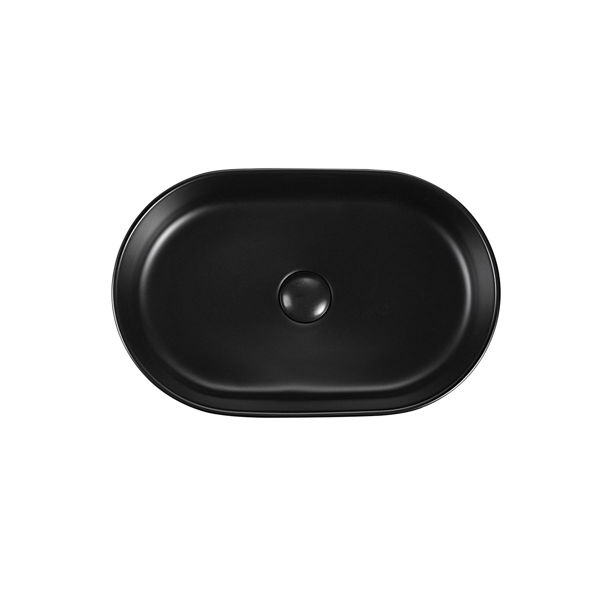 Integrated Oval Bathroom Sink with Glossy Black Ceramic Finish