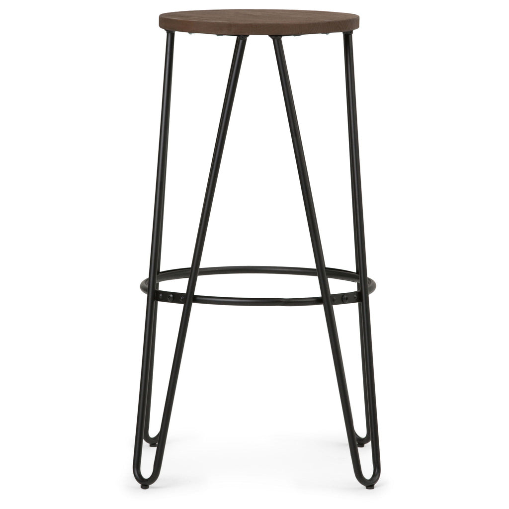Multifunctional Metal Counter Height Stool with Solid Wood Seat - Dark Brown or Beige