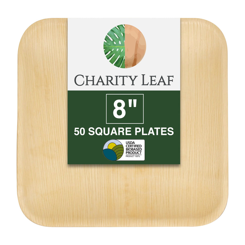 8" Inch Square Natural Disposable Bamboo Plate