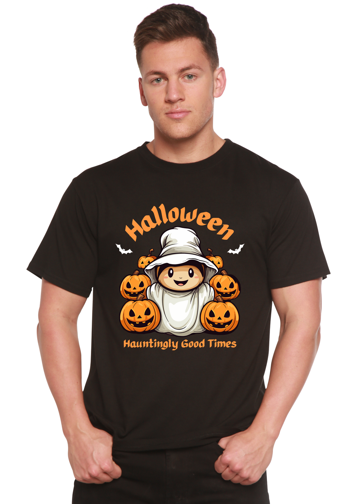 Halloween Hauntingly Good Times Day Men's Bamboo Viscose/Organic Cotton Short Sleeve Graphic T-Shirt