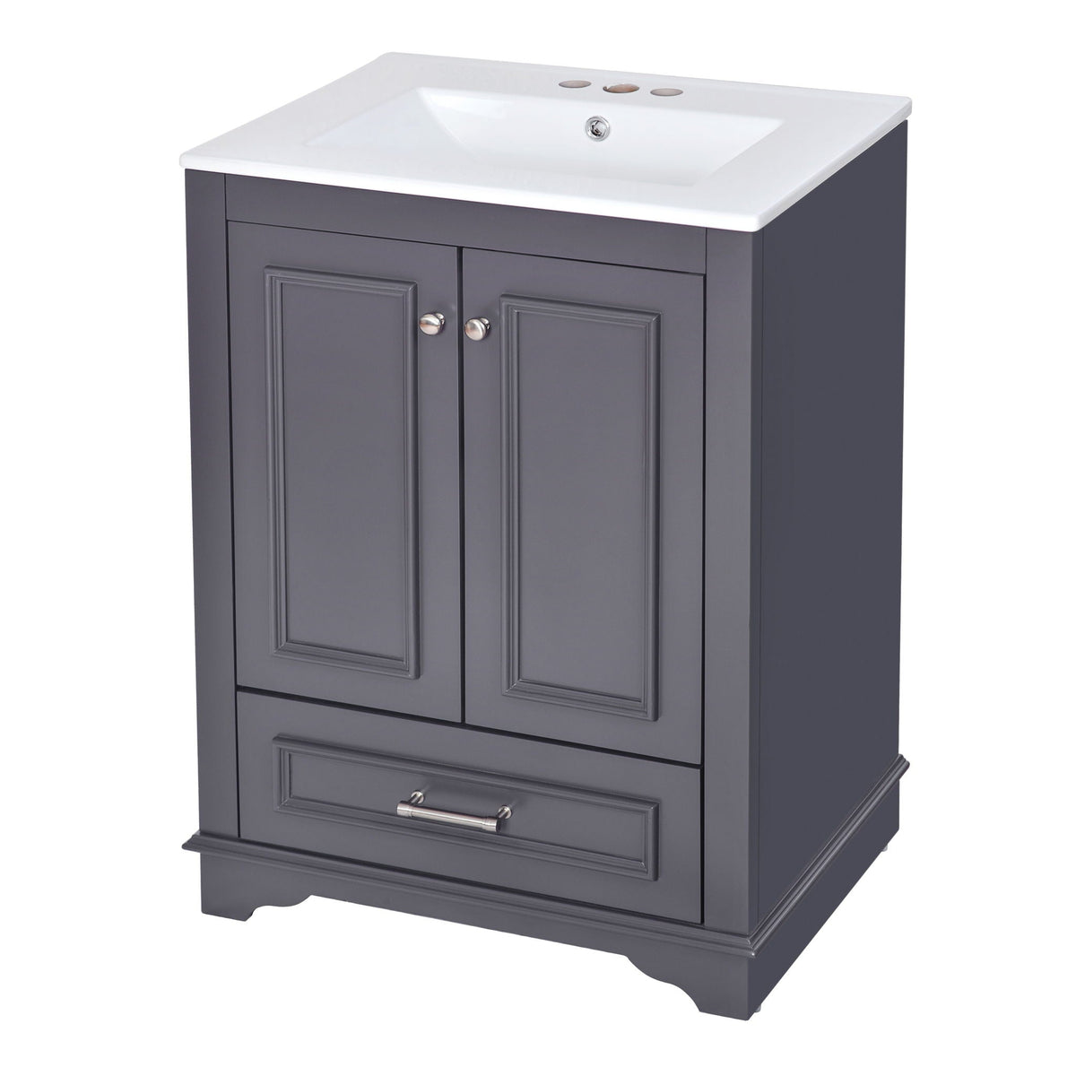 Modern Bathroom Vanity with Ceramic Sink Combo and Storage Cabinet - Multiple Colors
