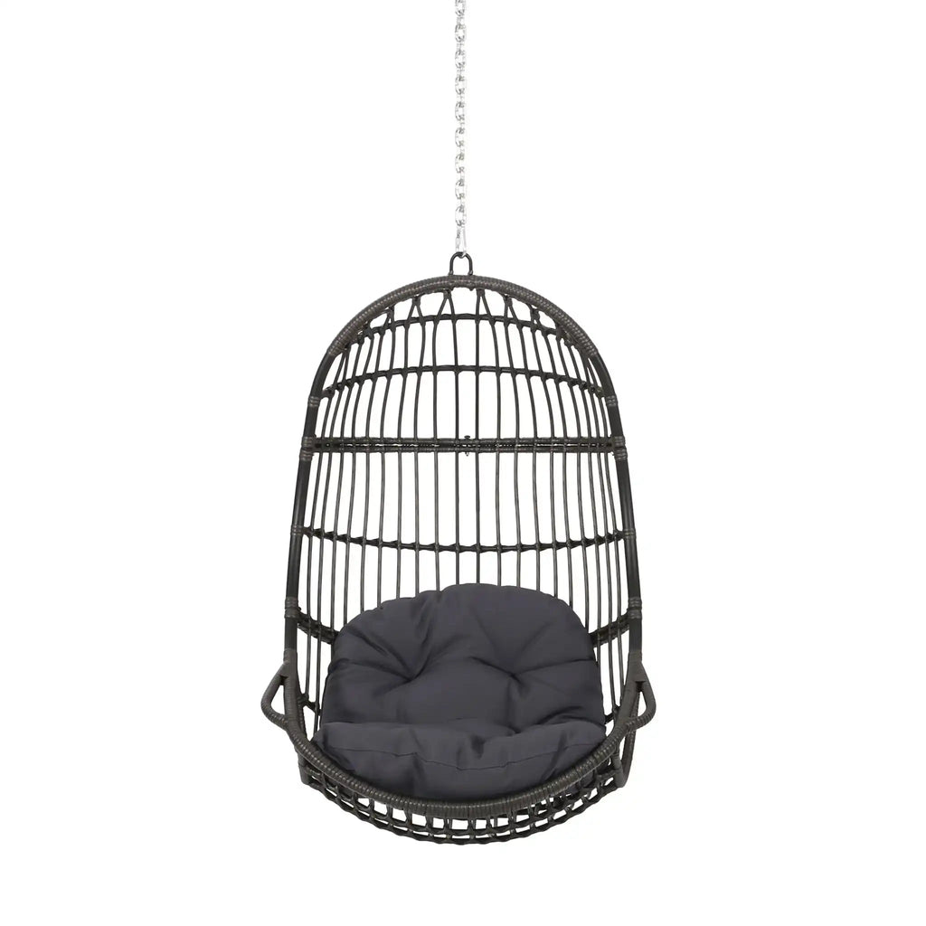 Rustic Hanging Basket Chair With Cushion