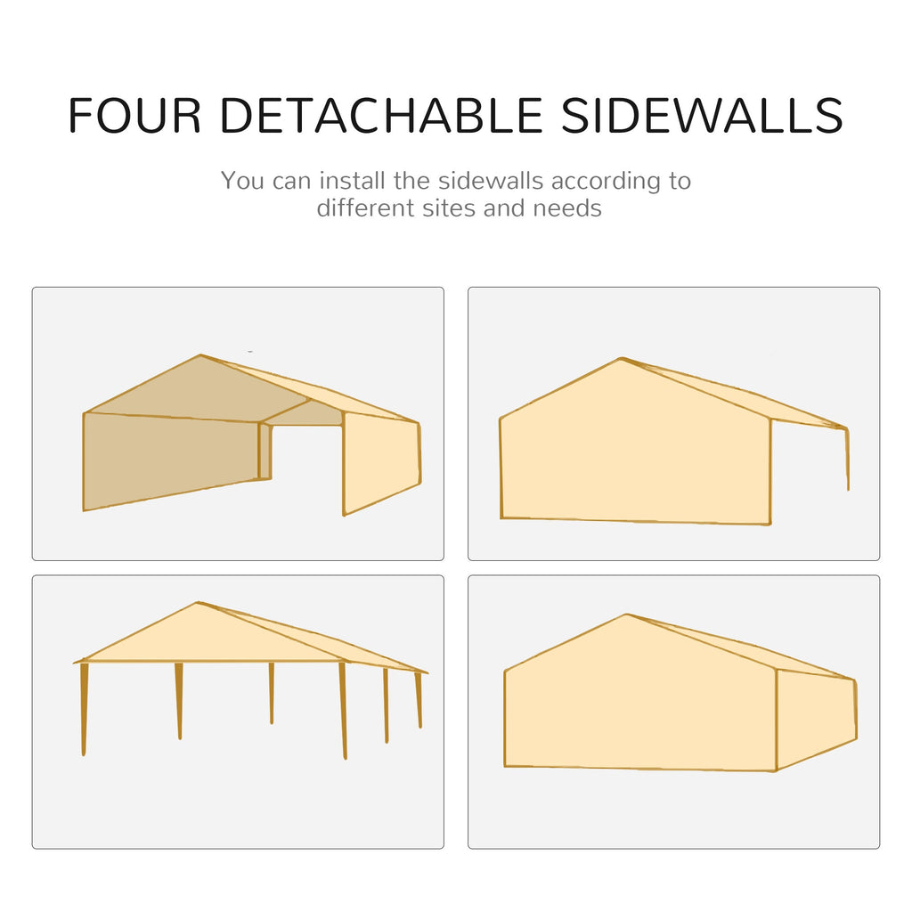 Large Party Tent with Removable Sidewalls and Steel Frame - White