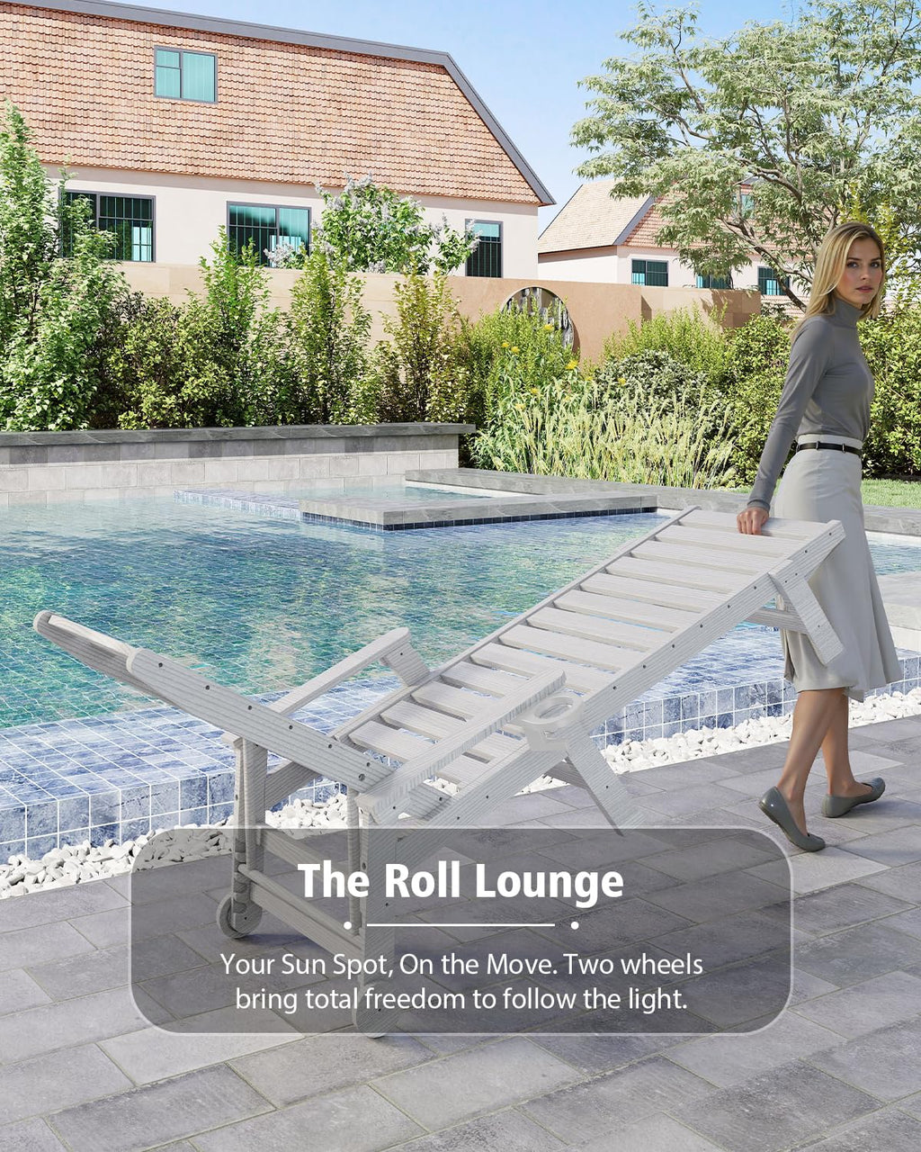 HDPE Patio Lounge Chair with Reclining Backrest – Outdoor