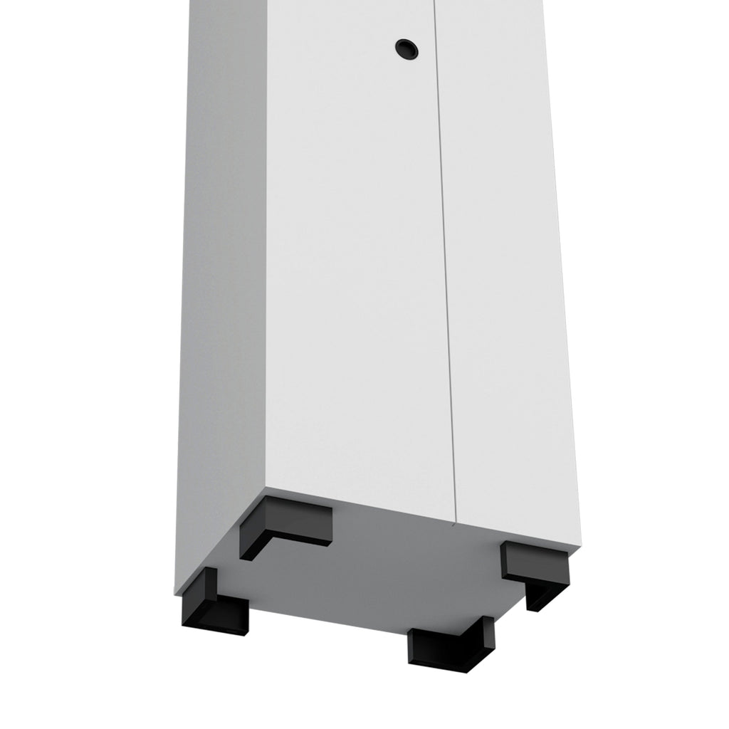 Attica Broom Cabinet with Double Doors and Inner Shelves - White