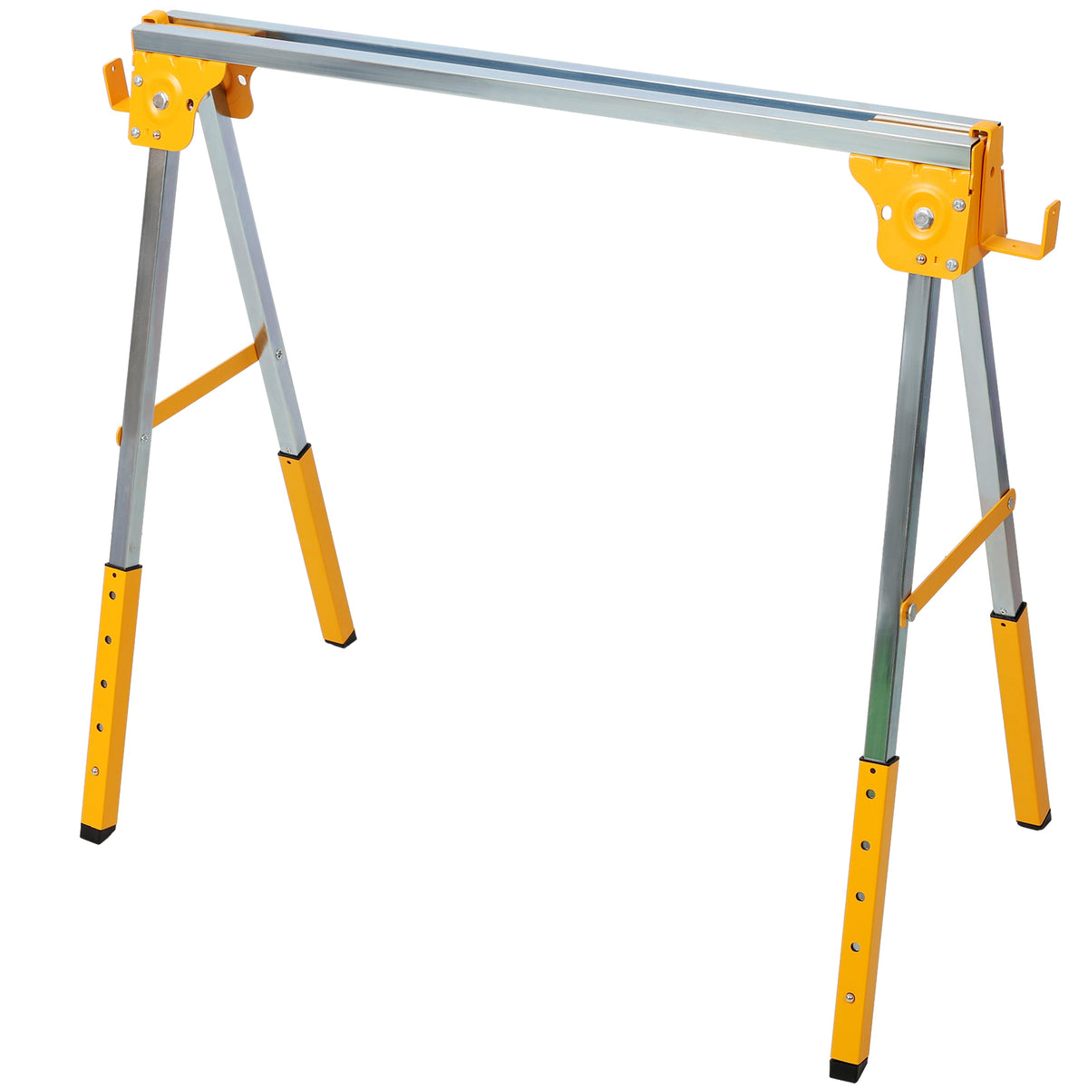 Adjustable Height Sawhorses 2 Pack with Folding Design - Steel