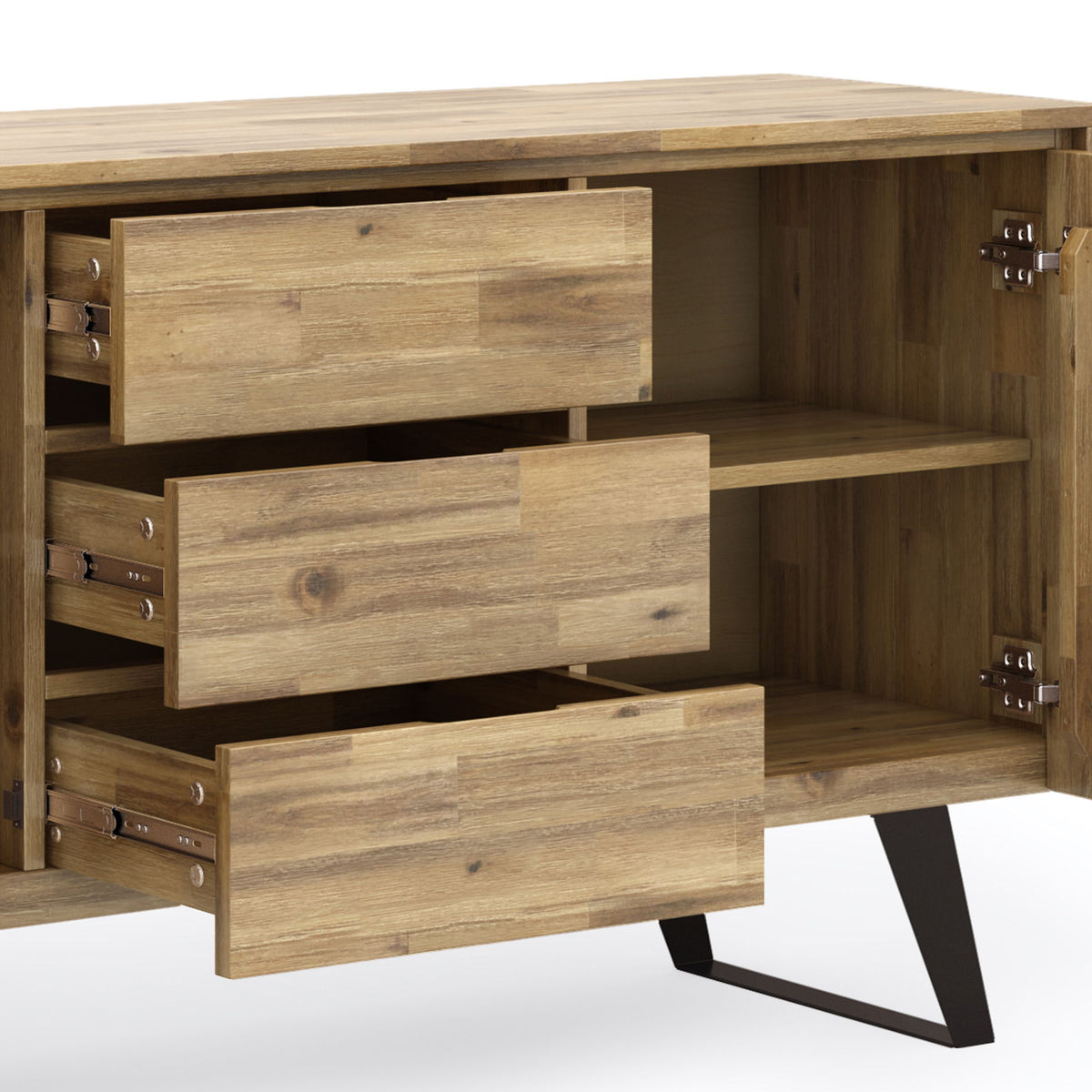 Lowry Modern Industrial Sideboard Buffet with Adjustable Shelves - Dark Brown or Light Brown