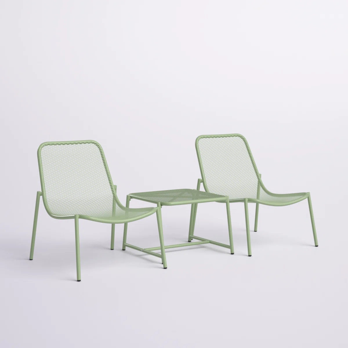 Kincaid Outdoor 3-Piece Conversation Set with Iron Frame - Matte Green, Navy Blue, or White