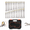 Flex-Head Ratcheting Wrench Set with Storage Case – 24-Piece SAE & Metric