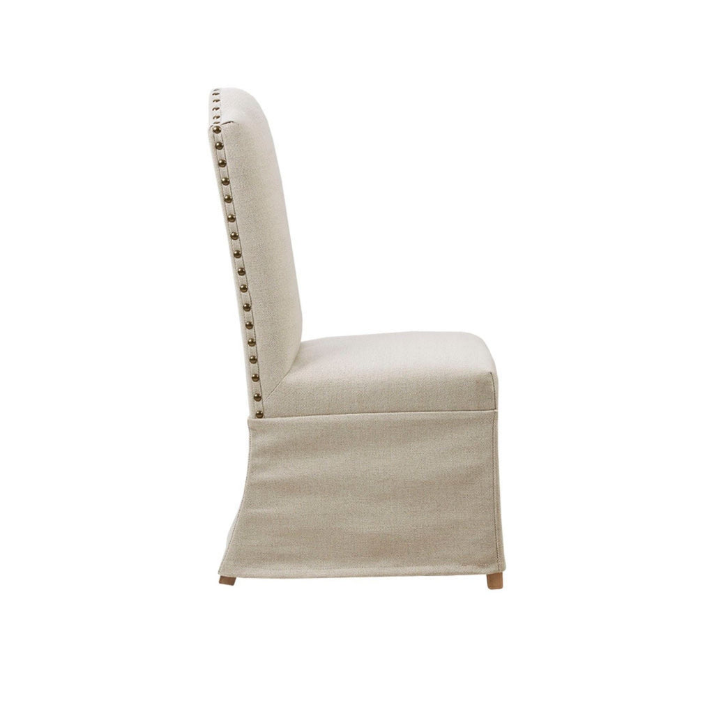 Dining Chair With Skirts Set of 2 with Solid Wood Frame - Beige
