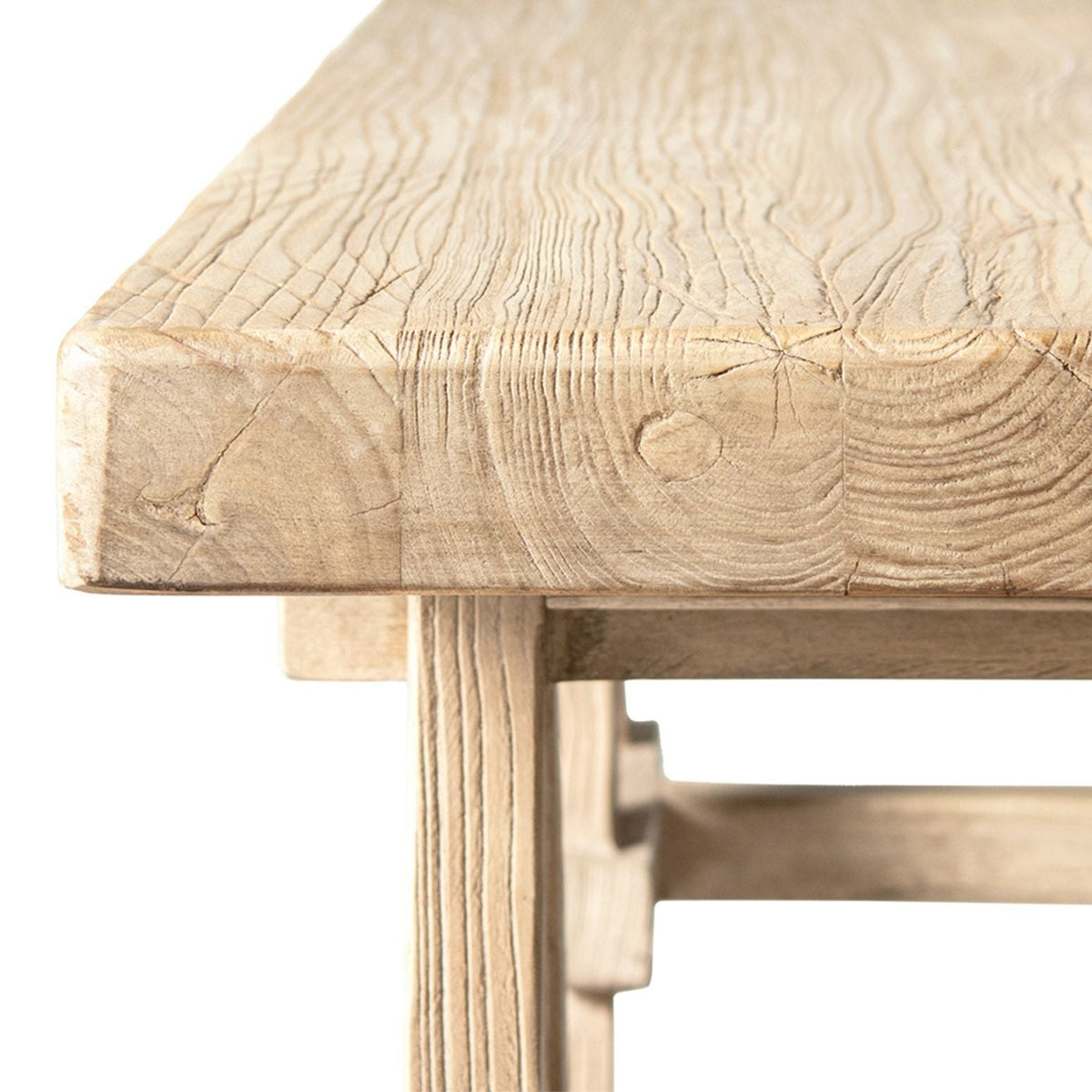 Trestle Coffee Table with Solid Reclaimed Elm Construction - Dark or Light Brown