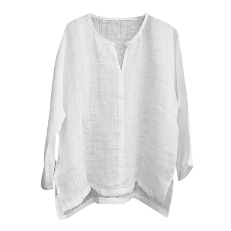 Chinese Style V-neck Men's Long-sleeved Shirt