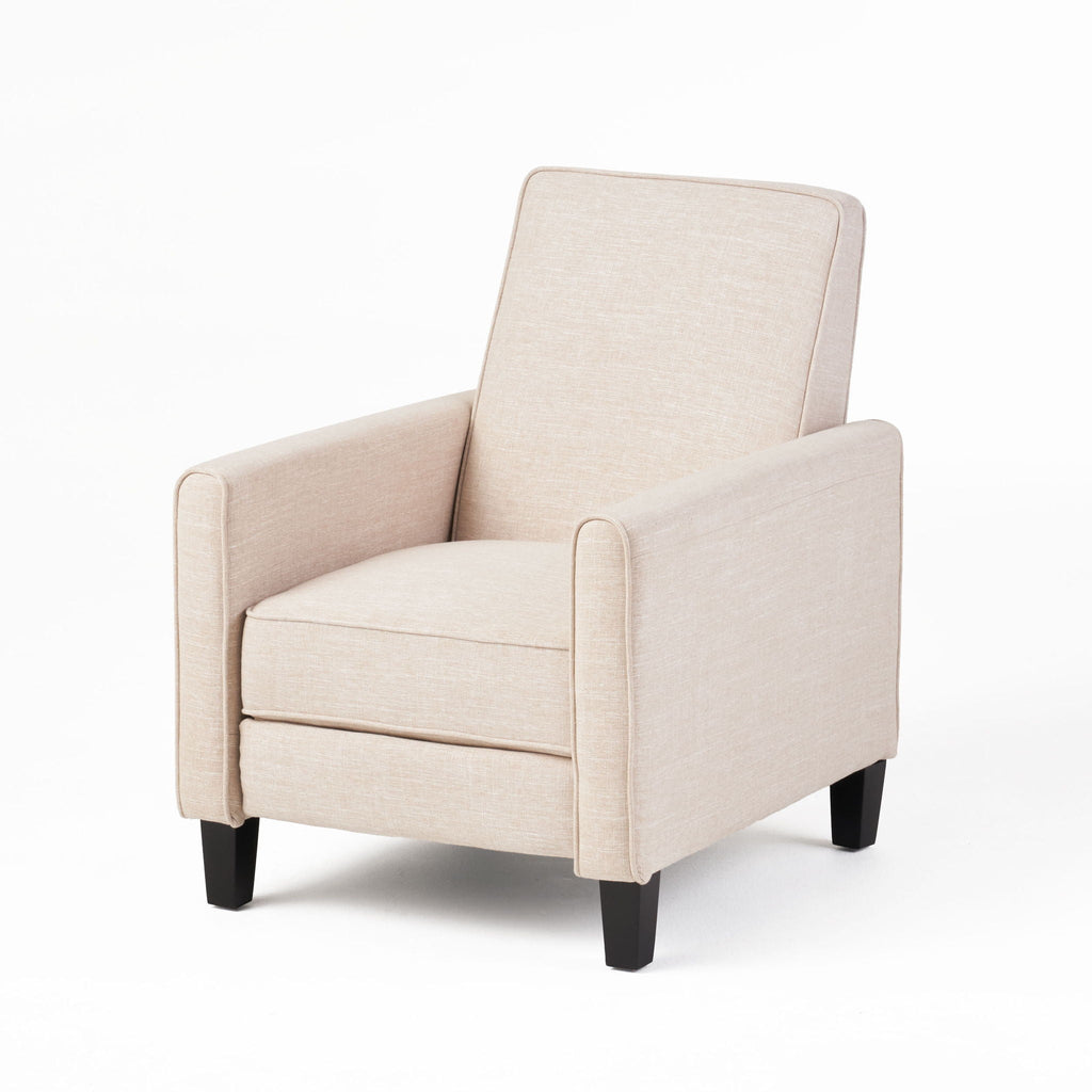 Upholstered Push Back Recliner Chair with Adjustable Recline - Multiple Colors