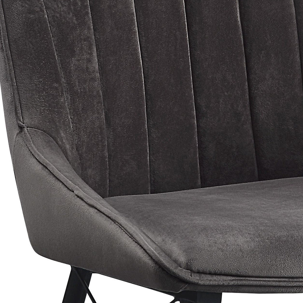 Upholstered Dining Seating with Metal Frame - Channel Tufting - Black or Dark Gray