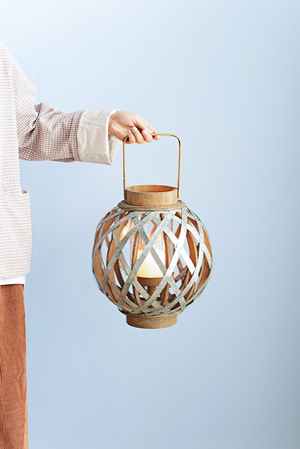 Decorative Lantern With Handle - Silver