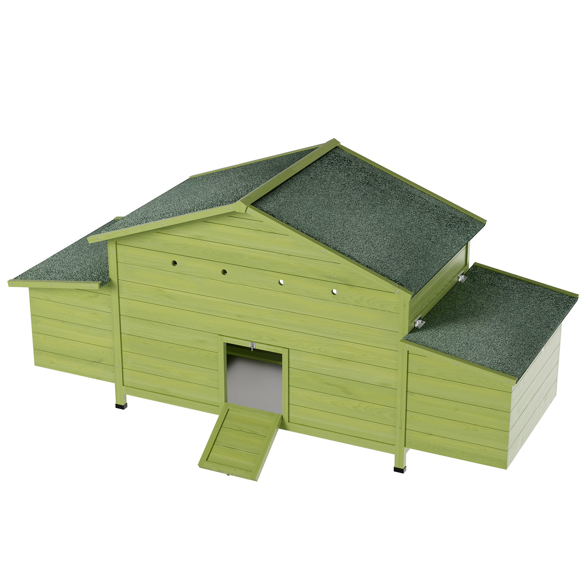 70" Large Wooden Chicken Coop with Nesting Boxes and Waterproof Roof - Green or Brick Red