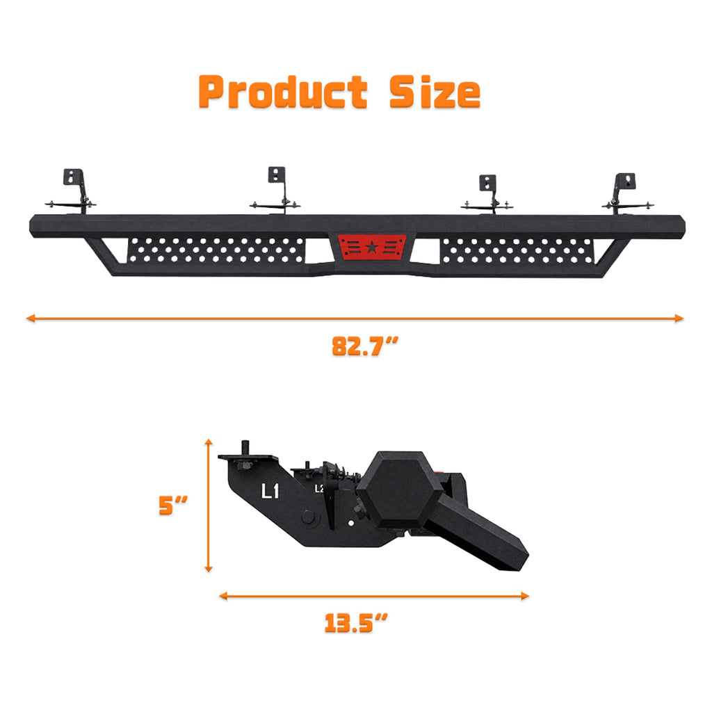 Hexagonal Style Running Boards with Carbon Steel Construction - Black