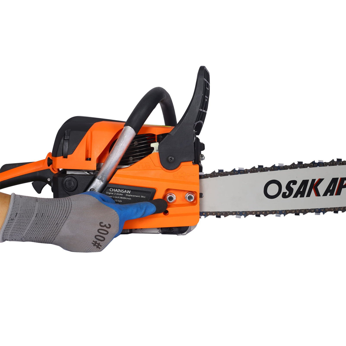 58cc Gasoline Chainsaw with 20-Inch Bar and Anti-Vibration - Orange