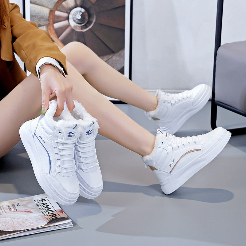 Fleece-lined High-top Insulated Casual Cotton Shoes