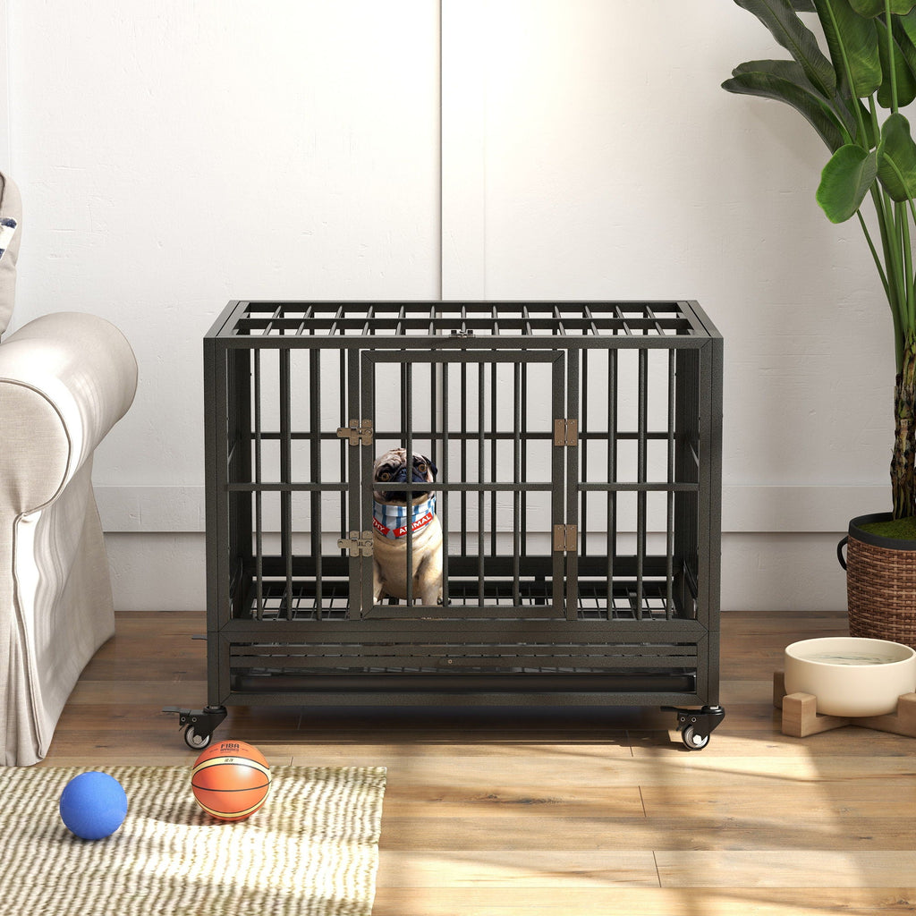 Pawhut 36" Heavy Duty Dog Crate Metal Cage Kennel