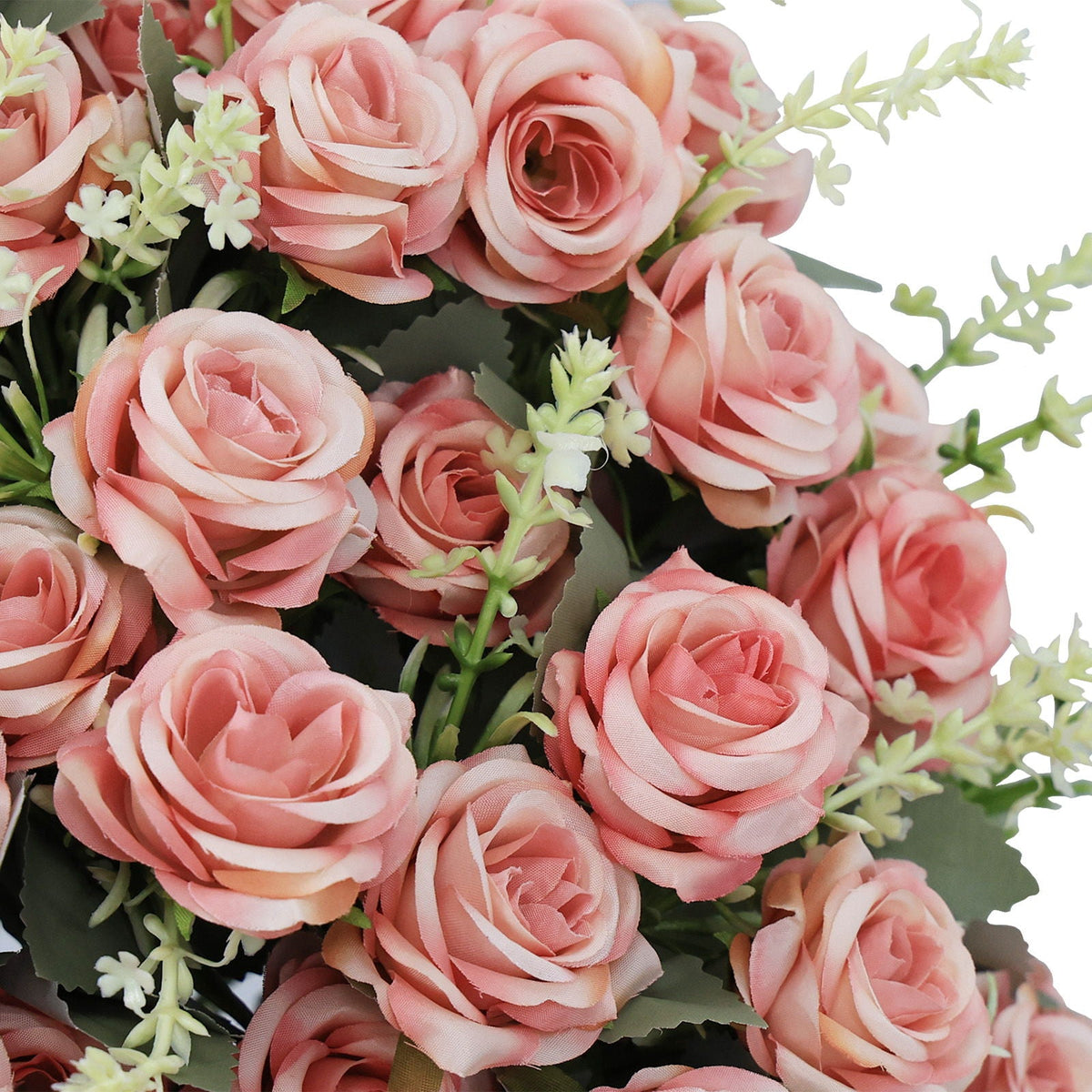 Artificial Rose Decoration with UV Resistant Silk Petals - Green / Pink