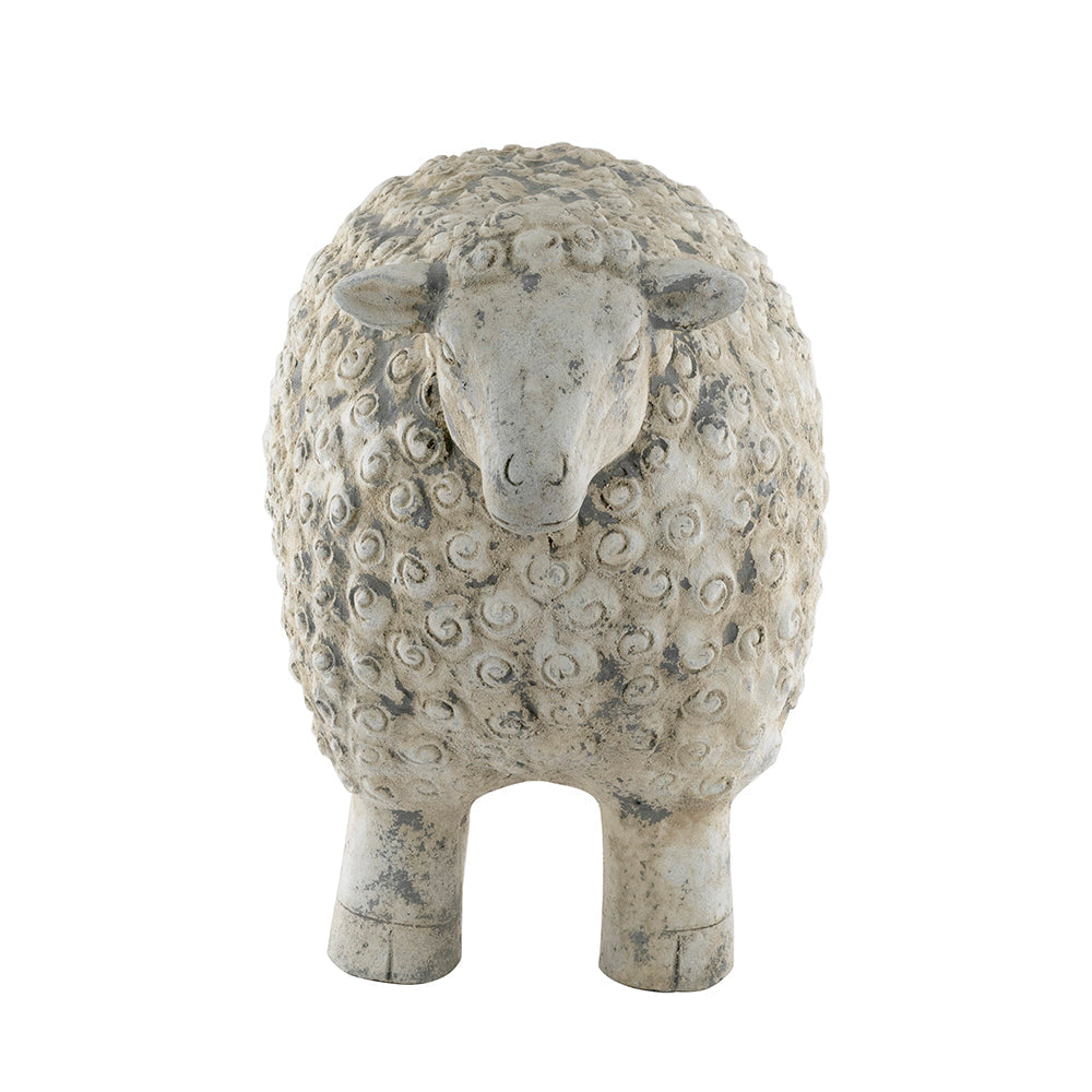 Magnesium Sheep Figurine with Weathered Finish - White & Gray