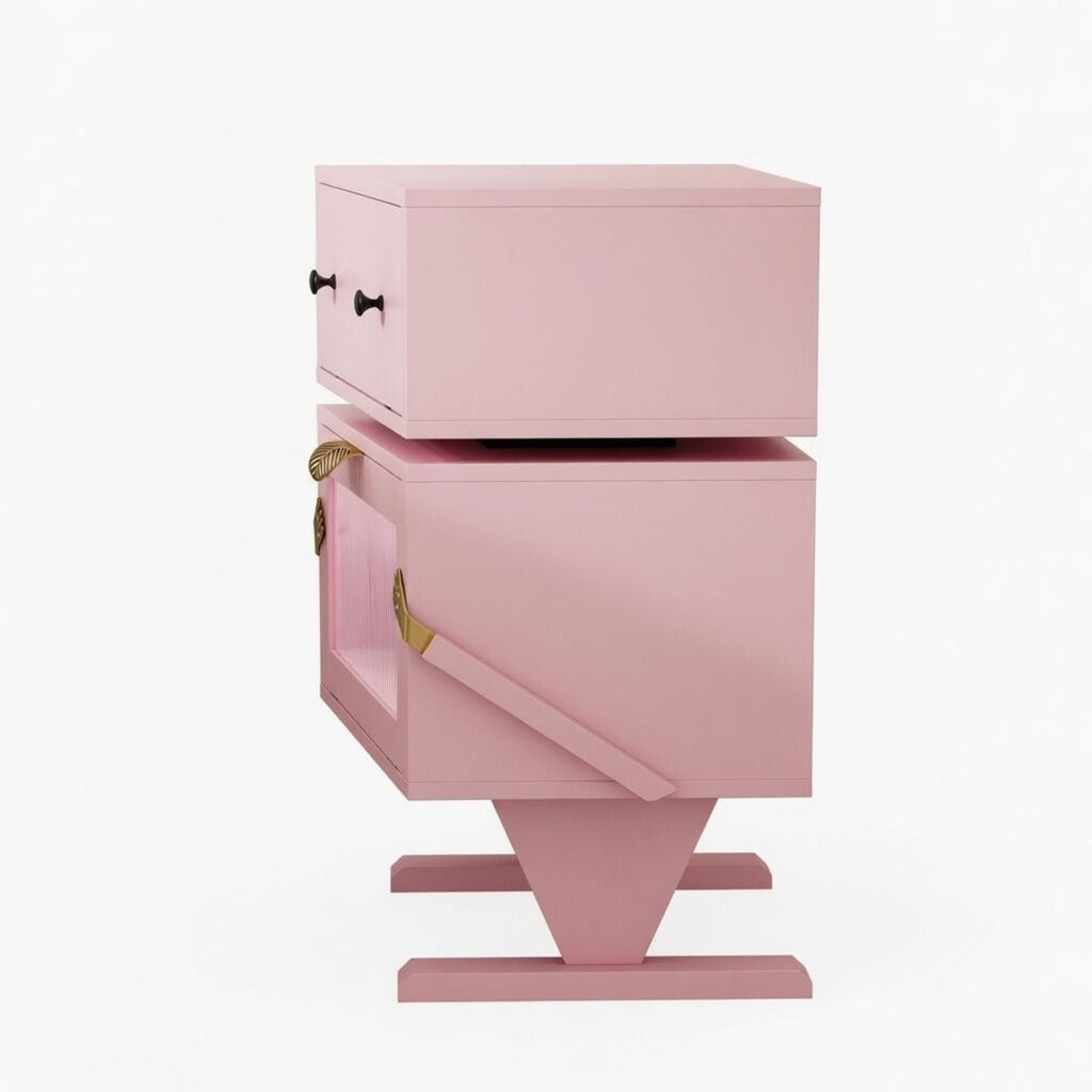 Robot LED Nightstand with 360° Rotating Drawer - White, Pink, or Green